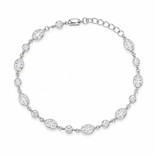 14Kt WG Oval Bezeled Diamond Bracelet