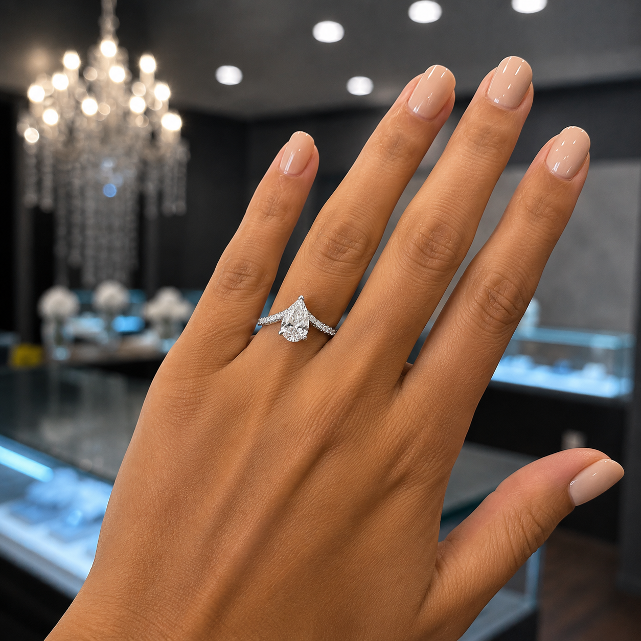 14Kt WG Pear Diamond Fashion Ring