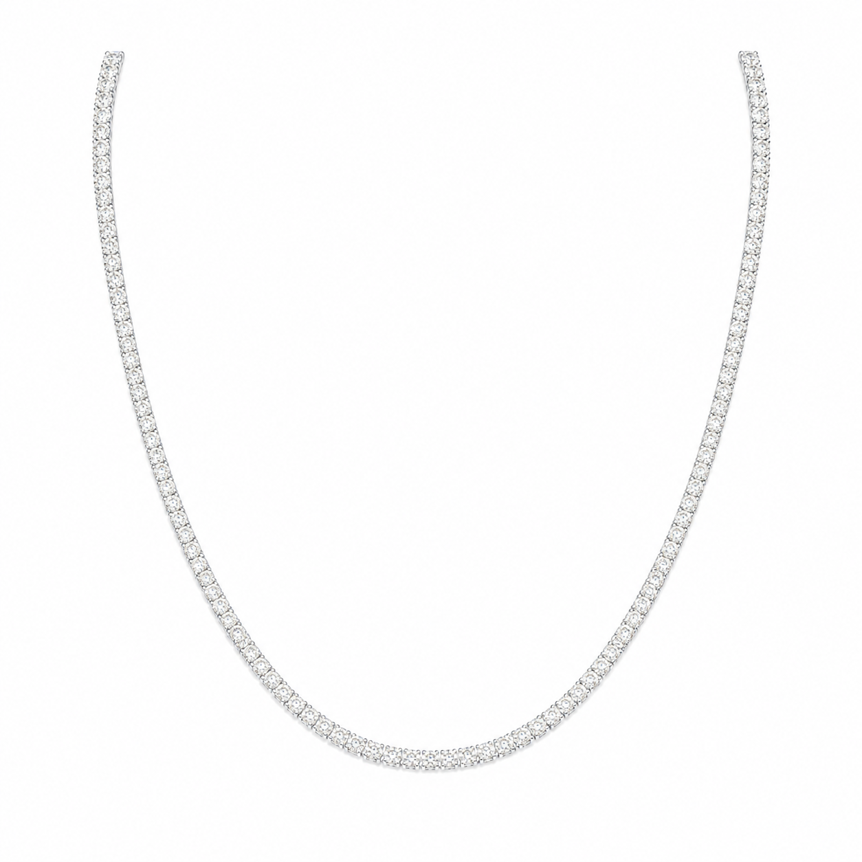 14Kt WG 4 Prong Diamond Tennis Necklace Length 17"
