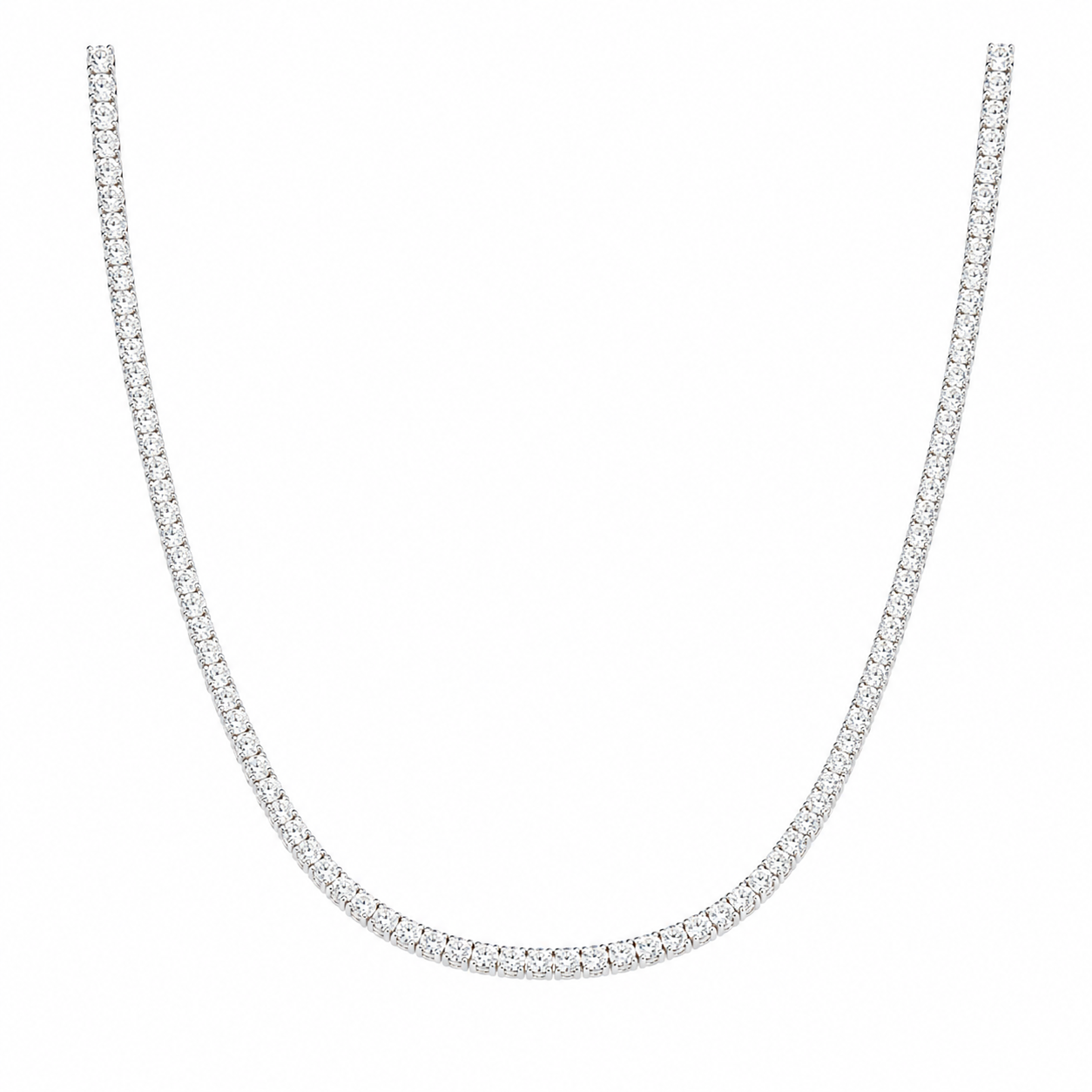 14Kt WG 4 Prong Diamond Tennis Necklace Length 18"