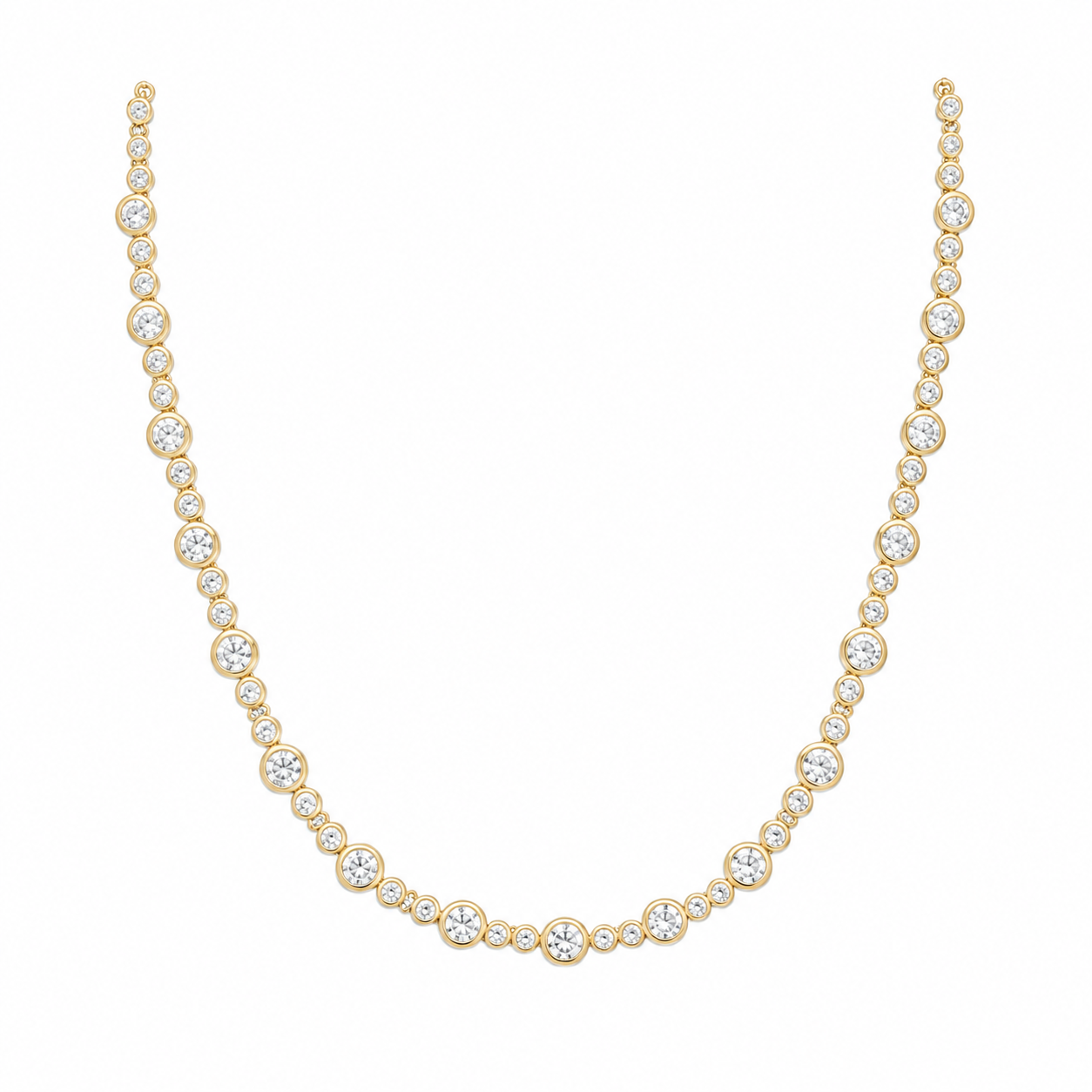14Kt YG Bezeled Diamond Necklace Length 18"