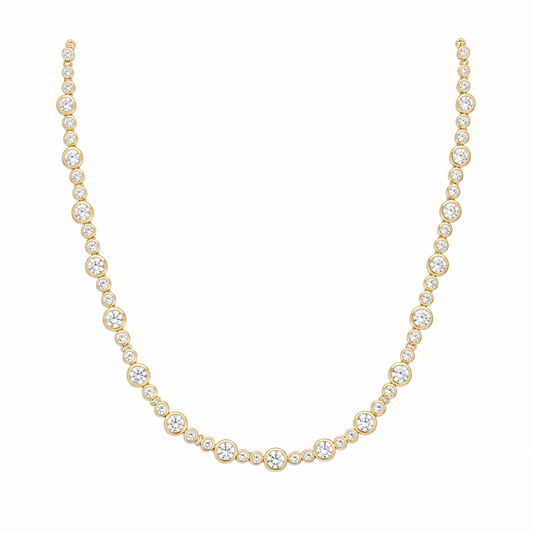 14Kt YG Bezeled Diamond Necklace Length 18"