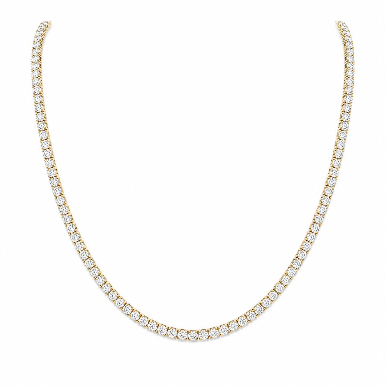 14Kt YG 4 Prong Diamond Tennis Necklace Length 17"