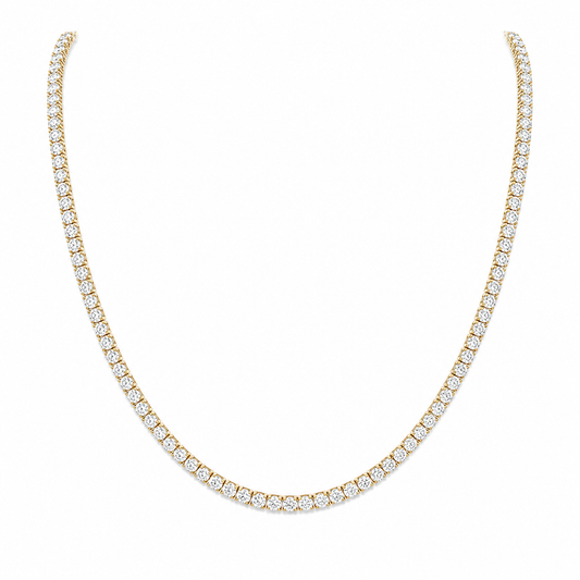 14Kt YG 4 Prong Diamond Tennis Necklace Length 17"