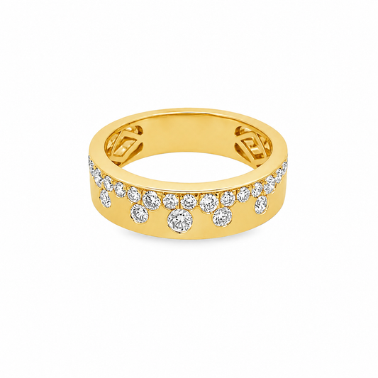 18Kt Yellow Gold Fashion Ring With Round Diamonds
