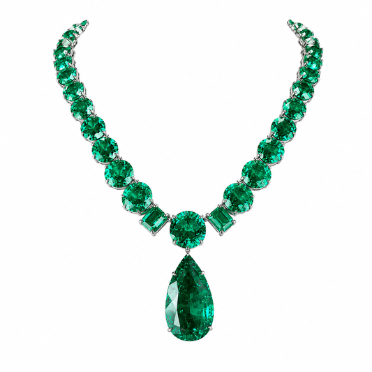 White 18 Kt Emerald Necklace