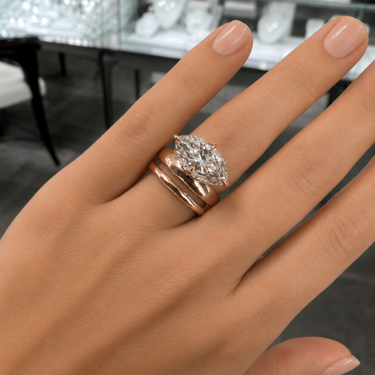 14Kt Rosé Wrap Marquise Fashion Ring
