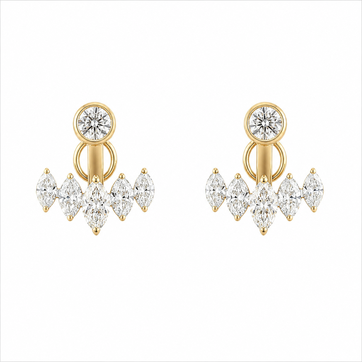 14Kt Bezeled Climber Earrings