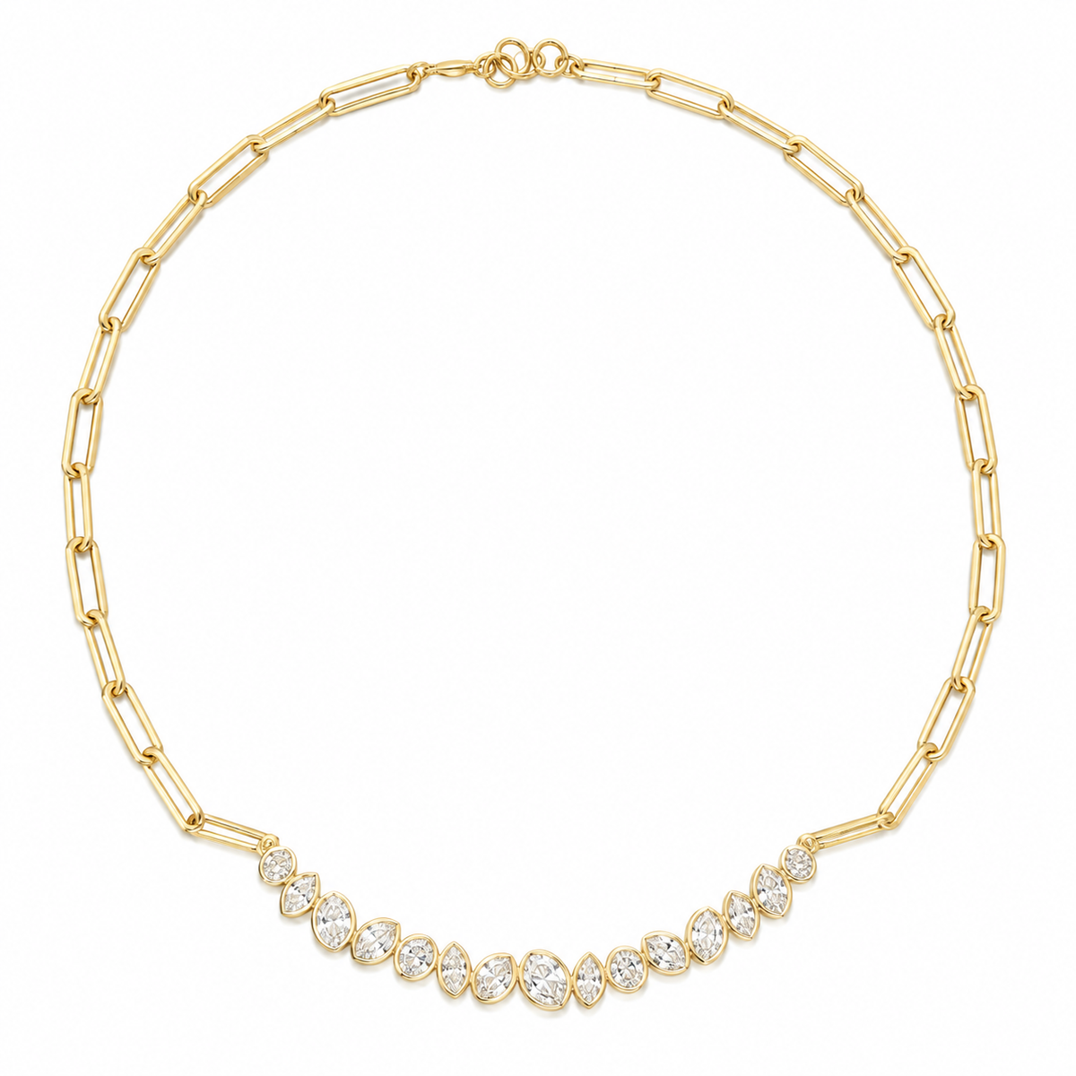Multi Shape Diamond Bar Necklace