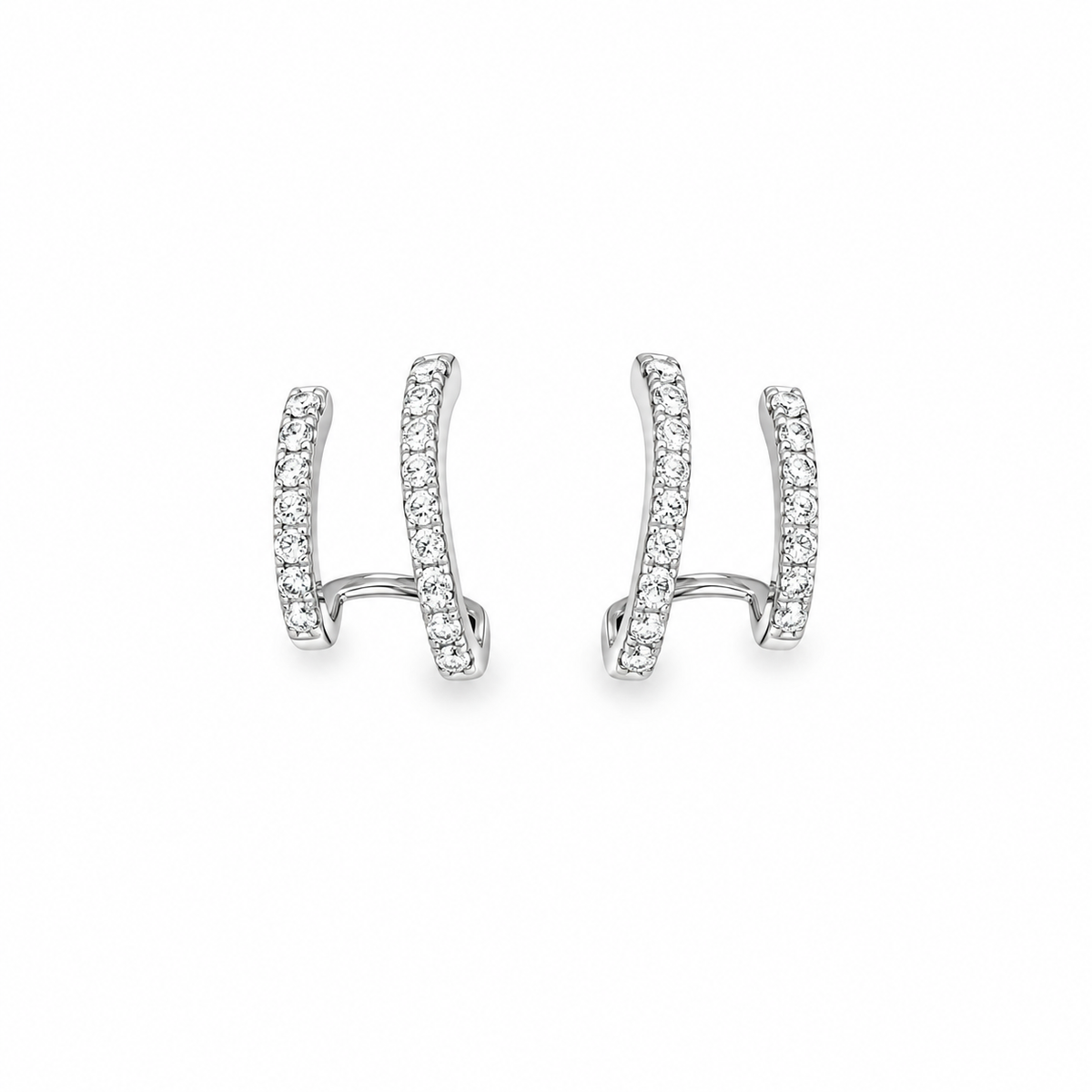 18Kt WG Diamond Huggy Climber Earrings