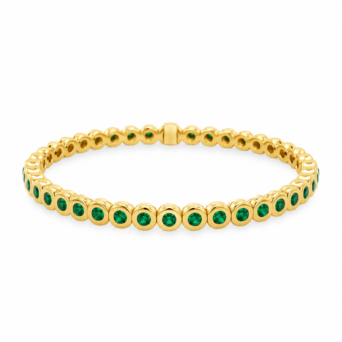 18Kt Bezeled Emerald Stretchy Bracelet