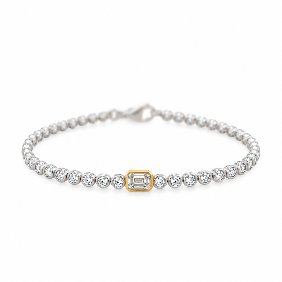 W&Y 18Kt Bezeled Emerald Diamond Bracelet