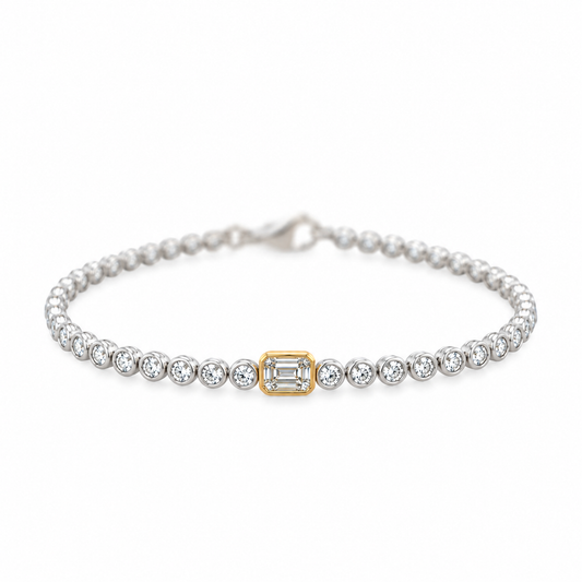 W&Y 18Kt Bezeled Emerald Diamond Bracelet