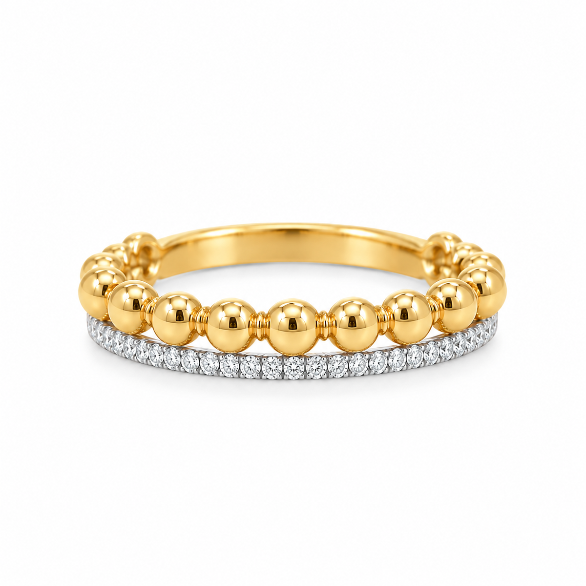 18Kt Caviar Bead Diamond Fashion Ring