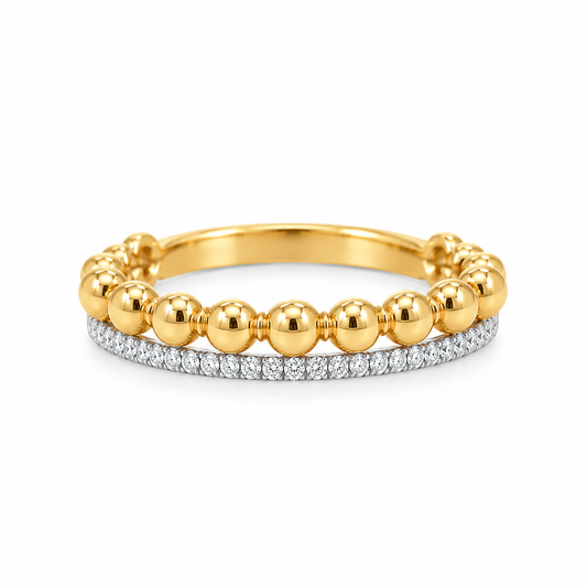 18Kt Caviar Bead Diamond Fashion Ring