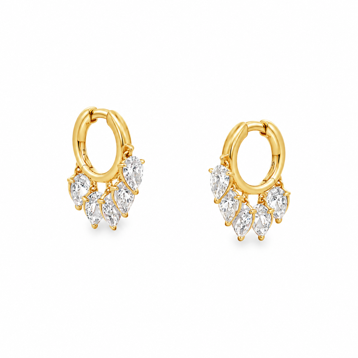 14Kt Pear Diamond Huggy Charm Earrings