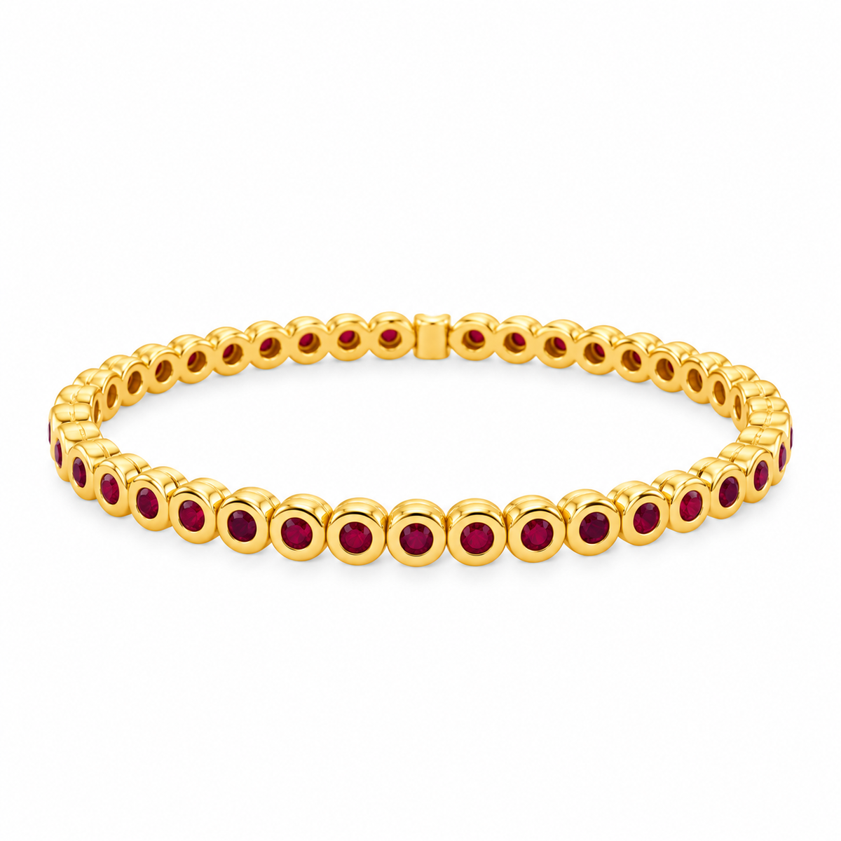 18Kt Bezeled Ruby Stretchy Bracelet