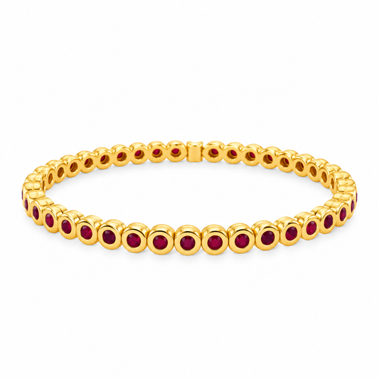 18Kt Bezeled Ruby Stretchy Bracelet