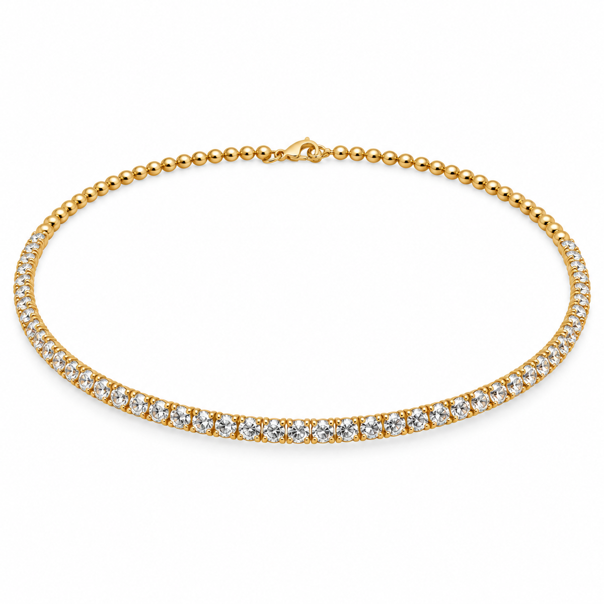 14Kt Caviar Bead Diamond Choker Necklace
