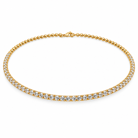 14Kt Caviar Bead Diamond Choker Necklace