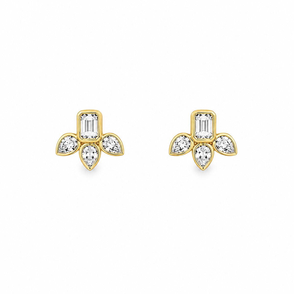 14Kt Emerald & Pear Stud Earrings