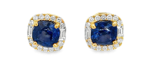 Elegant Halo Sapphire Earrings