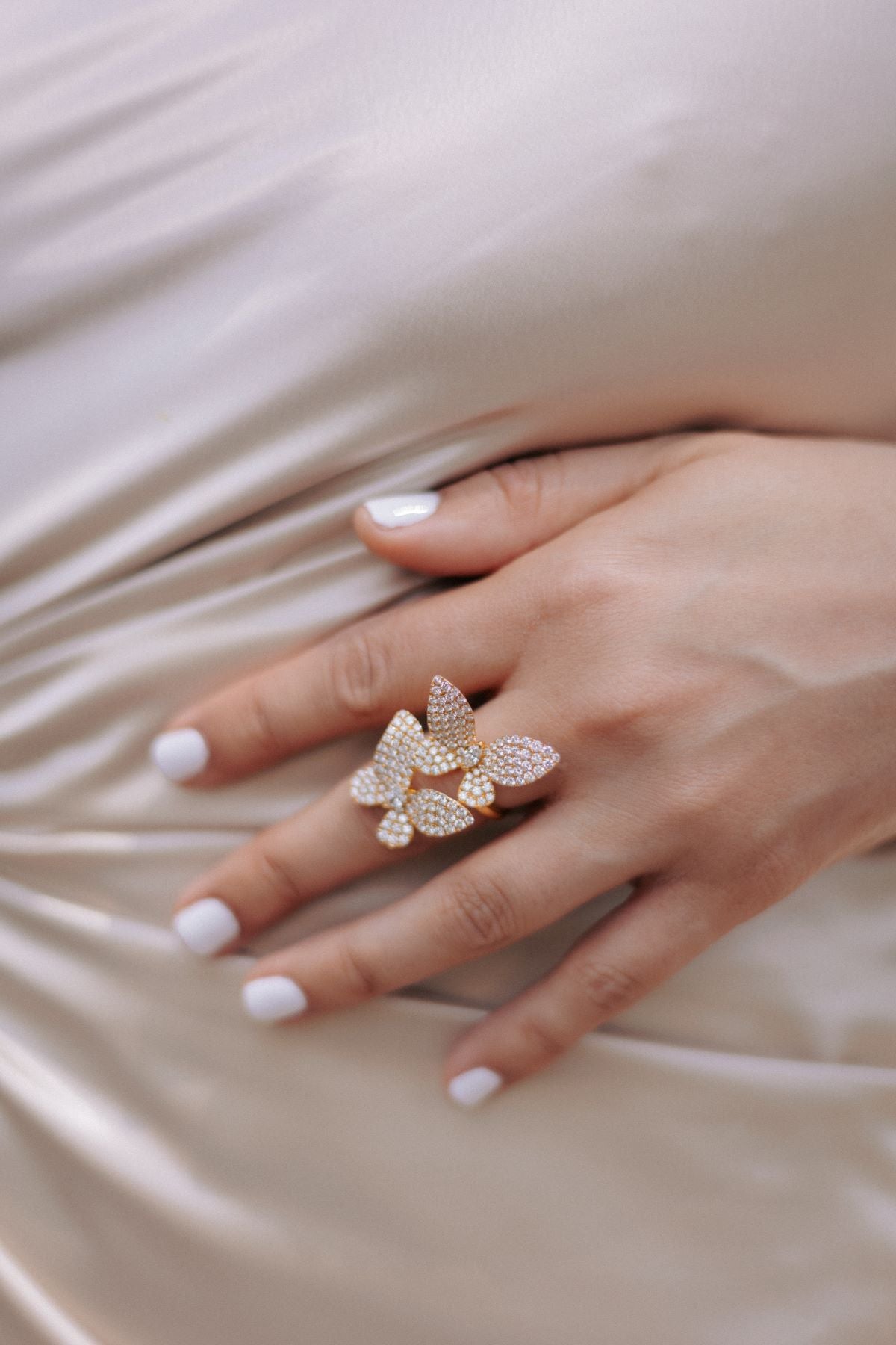 Yellow Gold Pave Butterfly Ring