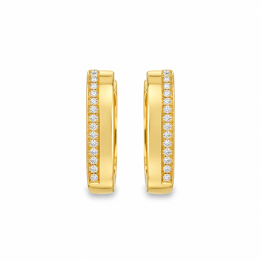 18Kt Diamond Square Hoop Earrings