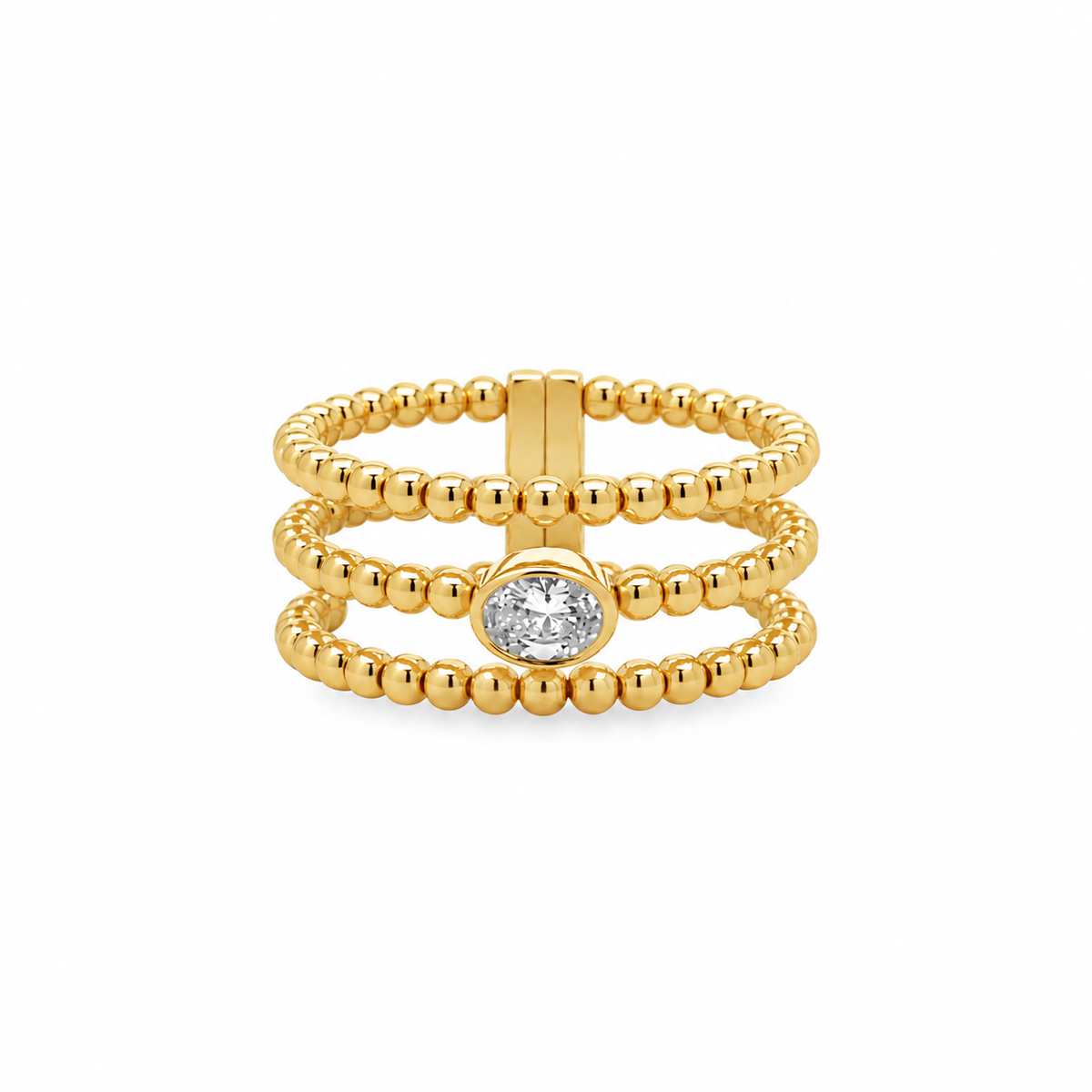 Cavier Bead Oval Diamond Ring