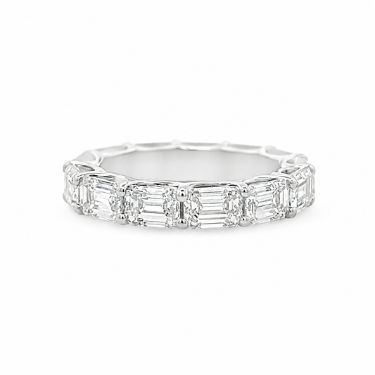 14Kt WG Eternity Emerald Diamond Wedding Band