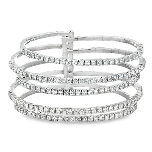 Row Diamond Bangle Bracelet