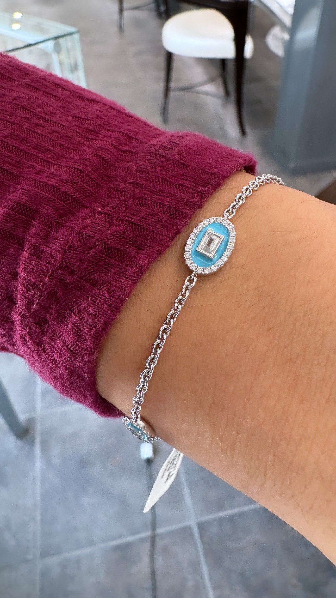 Blue Enamel and Diamond Bracelet