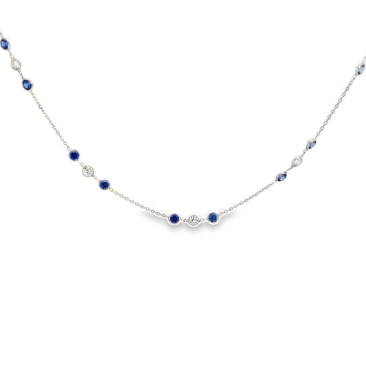 Diamond and Sapphire Bezel Necklace