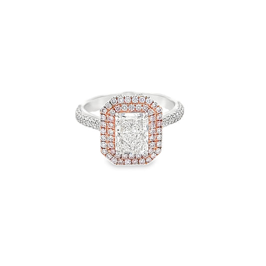 Pink Diamond Double Halo Ring