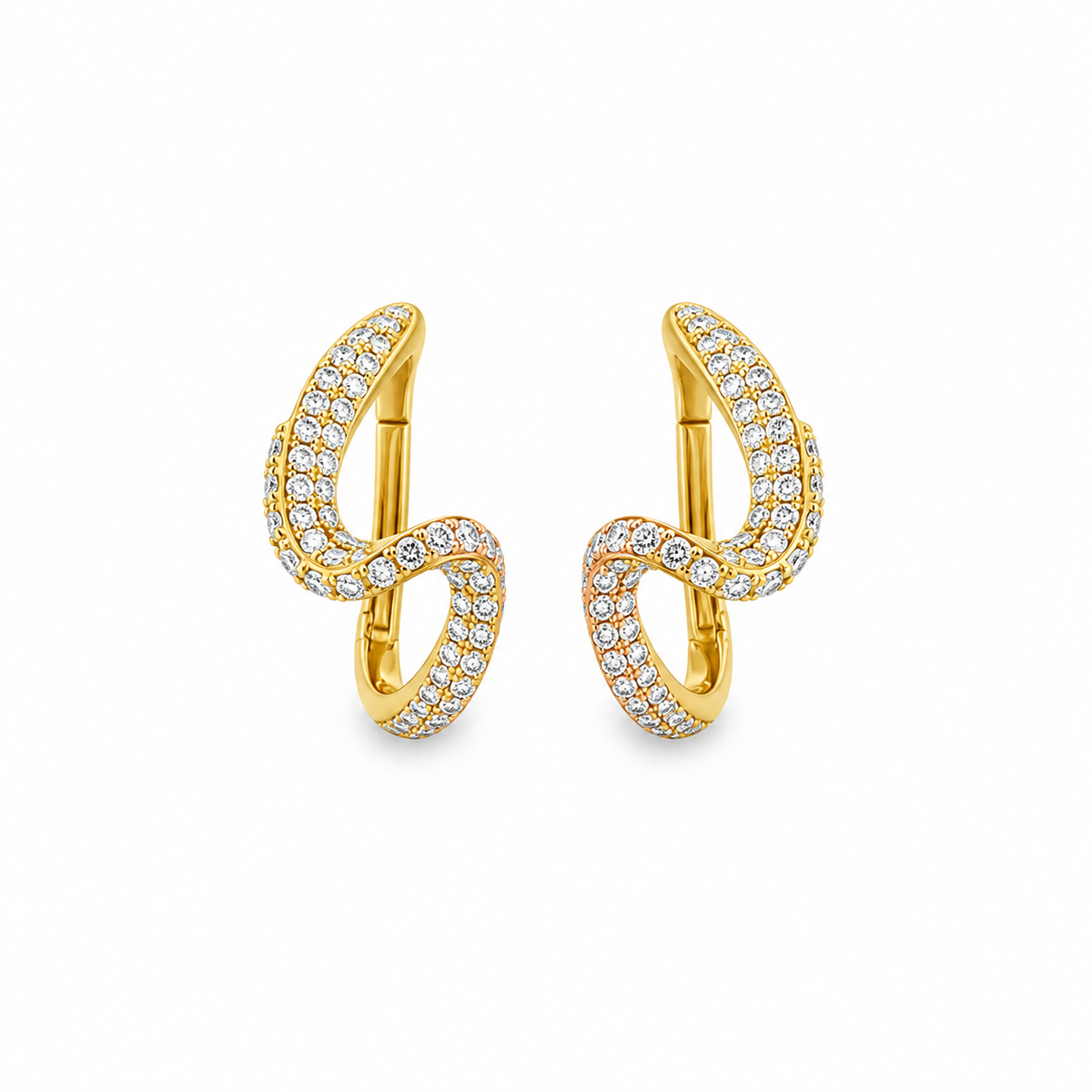 18Kt Swirl Diamond Hoop Earrings