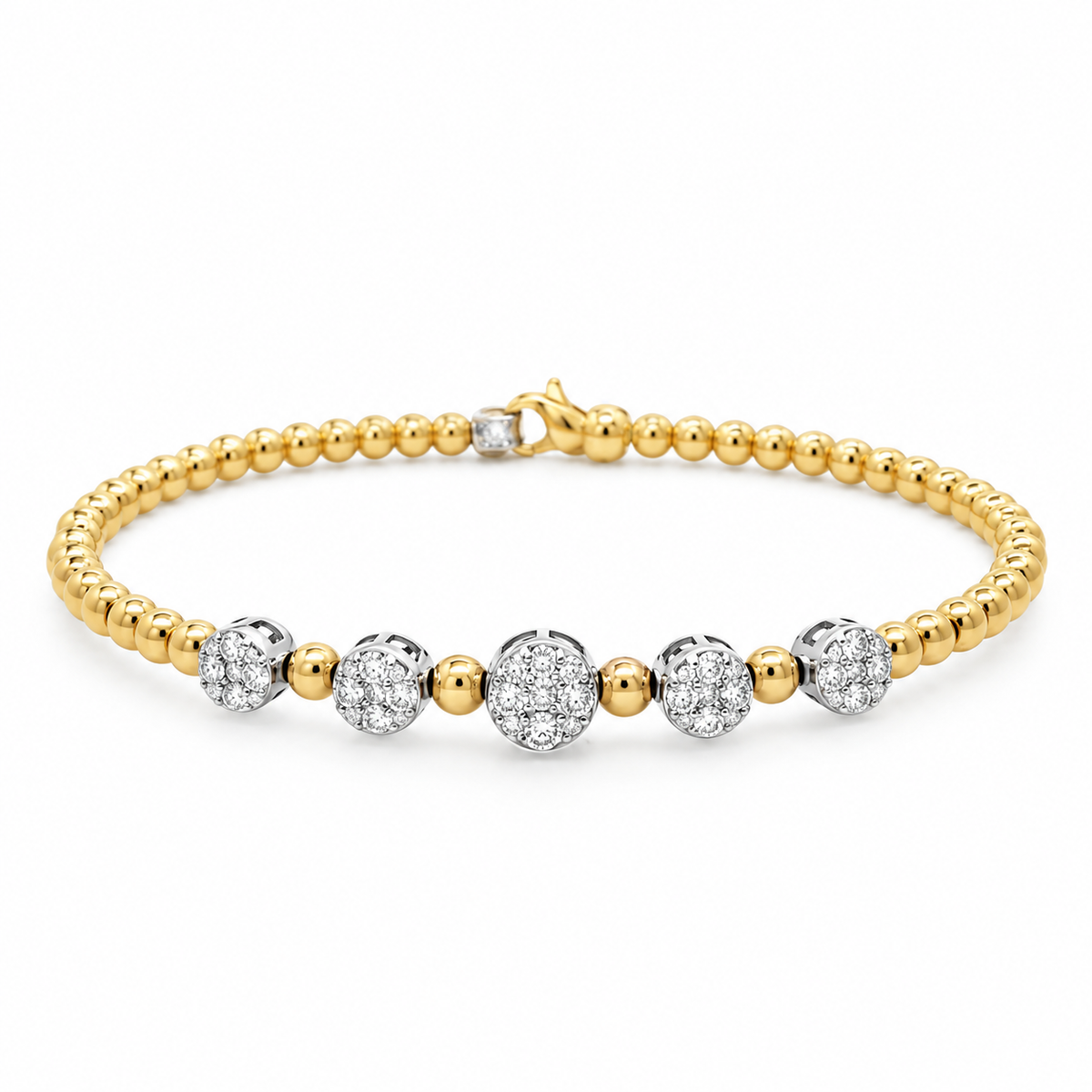 18kt Caviar Bead Diamond Bracelet