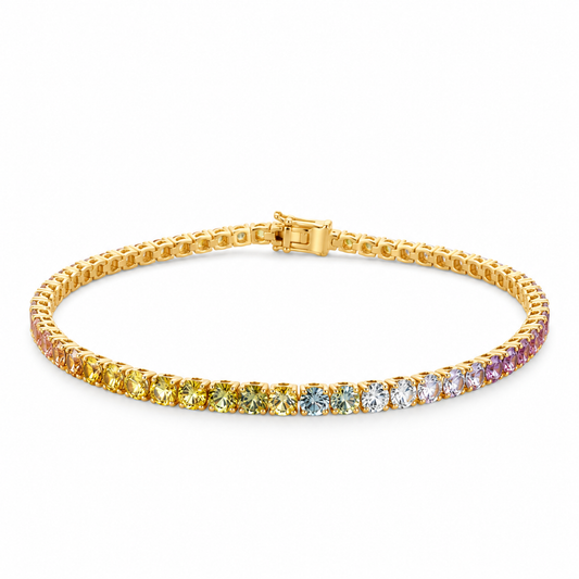 18Kt Rainbow Sapphire Tennis Bracelet