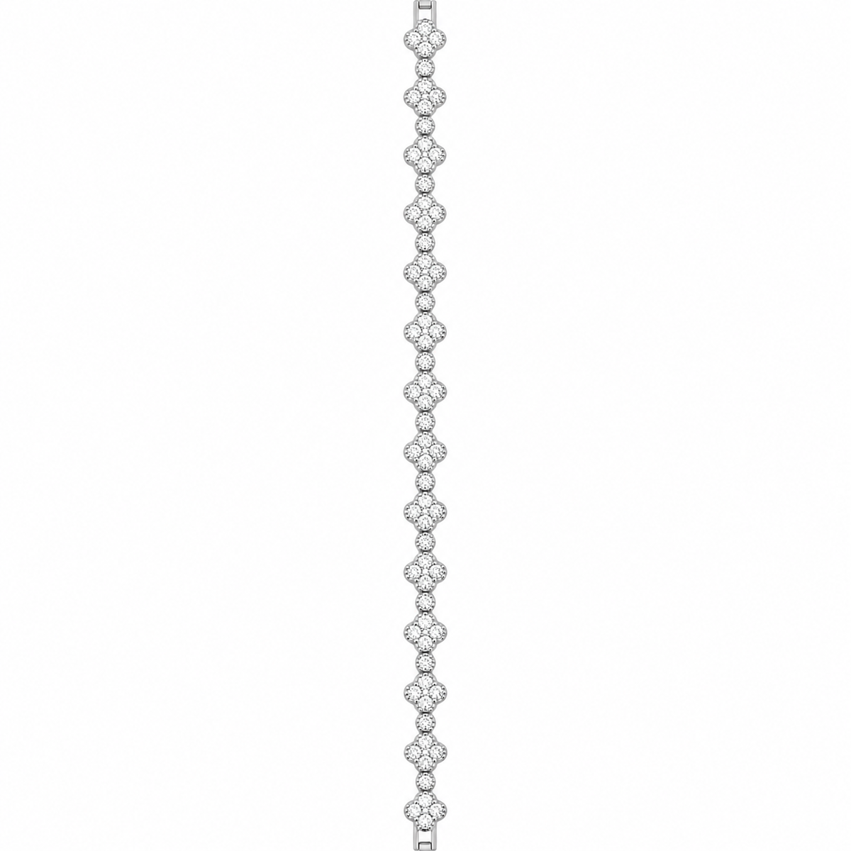 18KT White Gold Diamond Clover Bracelet