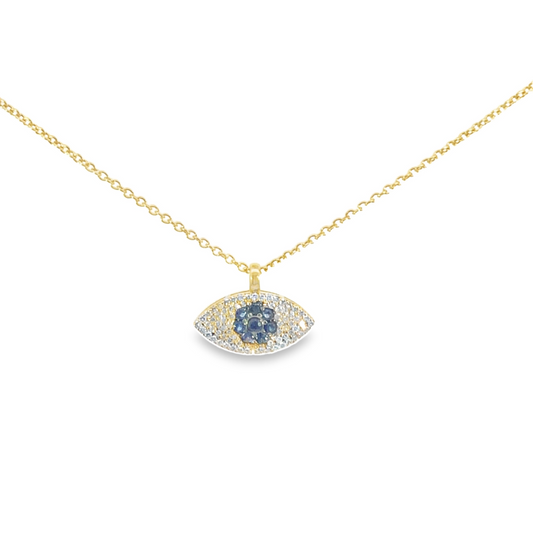 Diamond and Sapphire Evil Eye Necklace