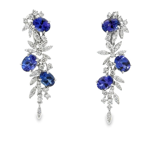 Oval Tanzanite Waterfall Earrings