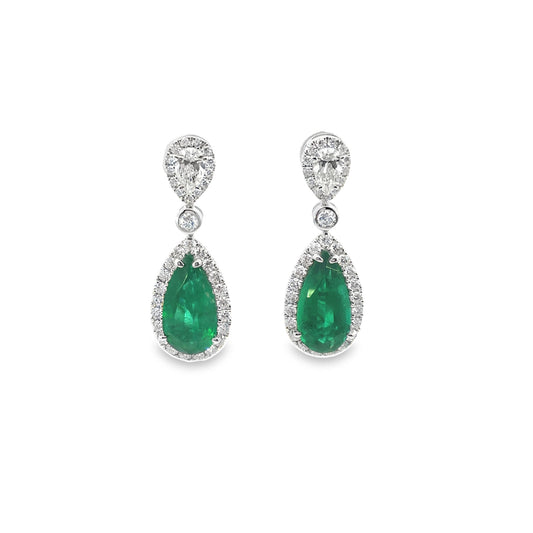 Emerald and Diamond Drop Earrings