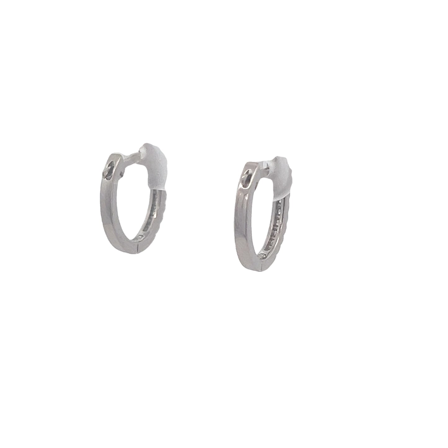 White 18 Karat Huggie Earrings