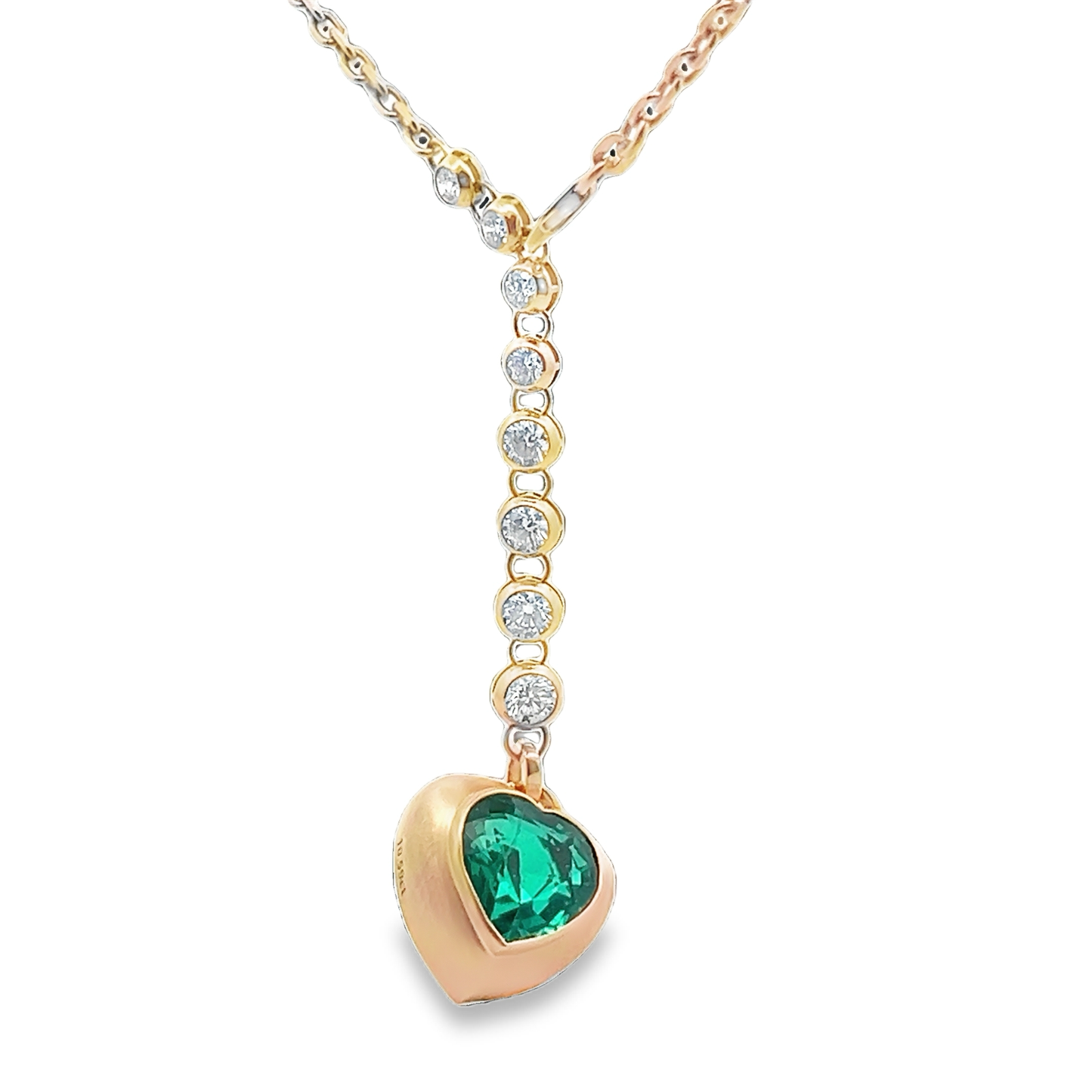 Bubble Emerald Heart Pendant Necklace