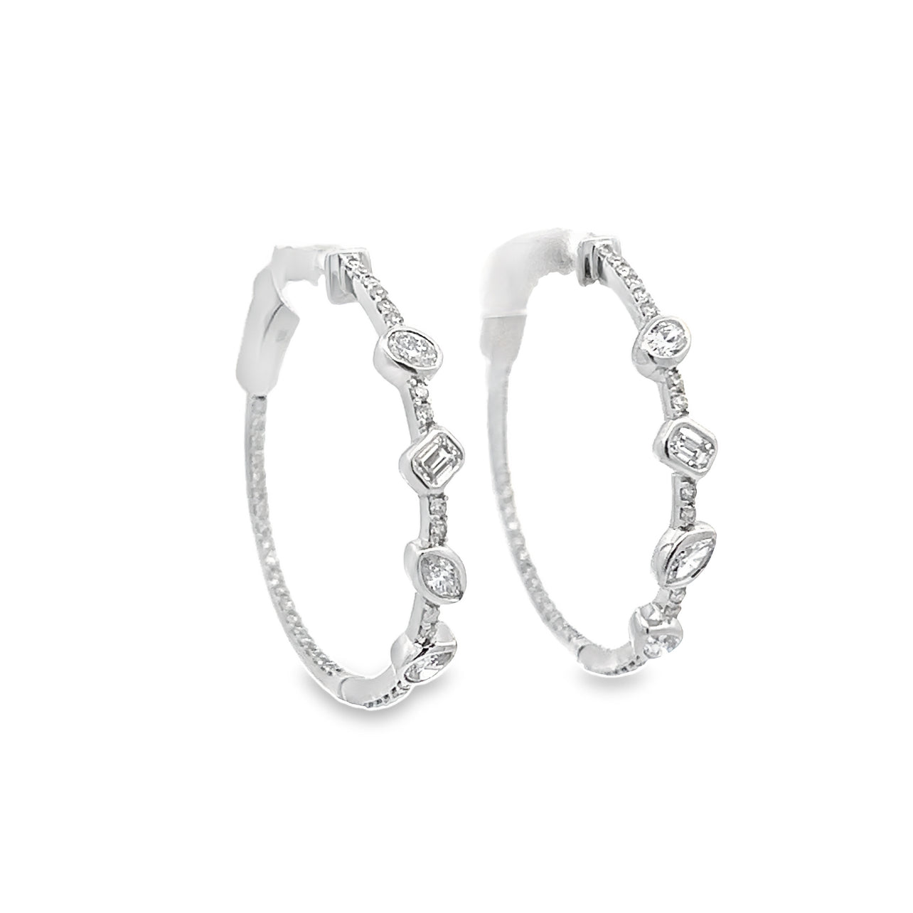 Multi Shape White Gold Hoops