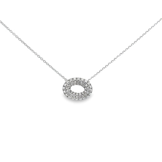 Double Diamond Oval Disc Necklace