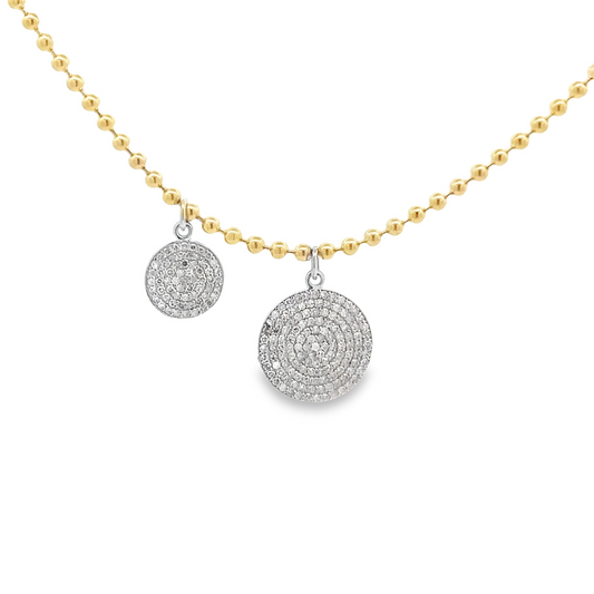 2 Diamond Disc Charms Necklace