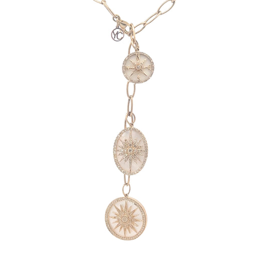 Mother of Pearl 3 Disc Lariat Necklace