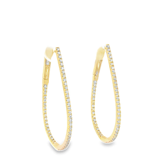 Yellow Gold Pear Shape Hoops