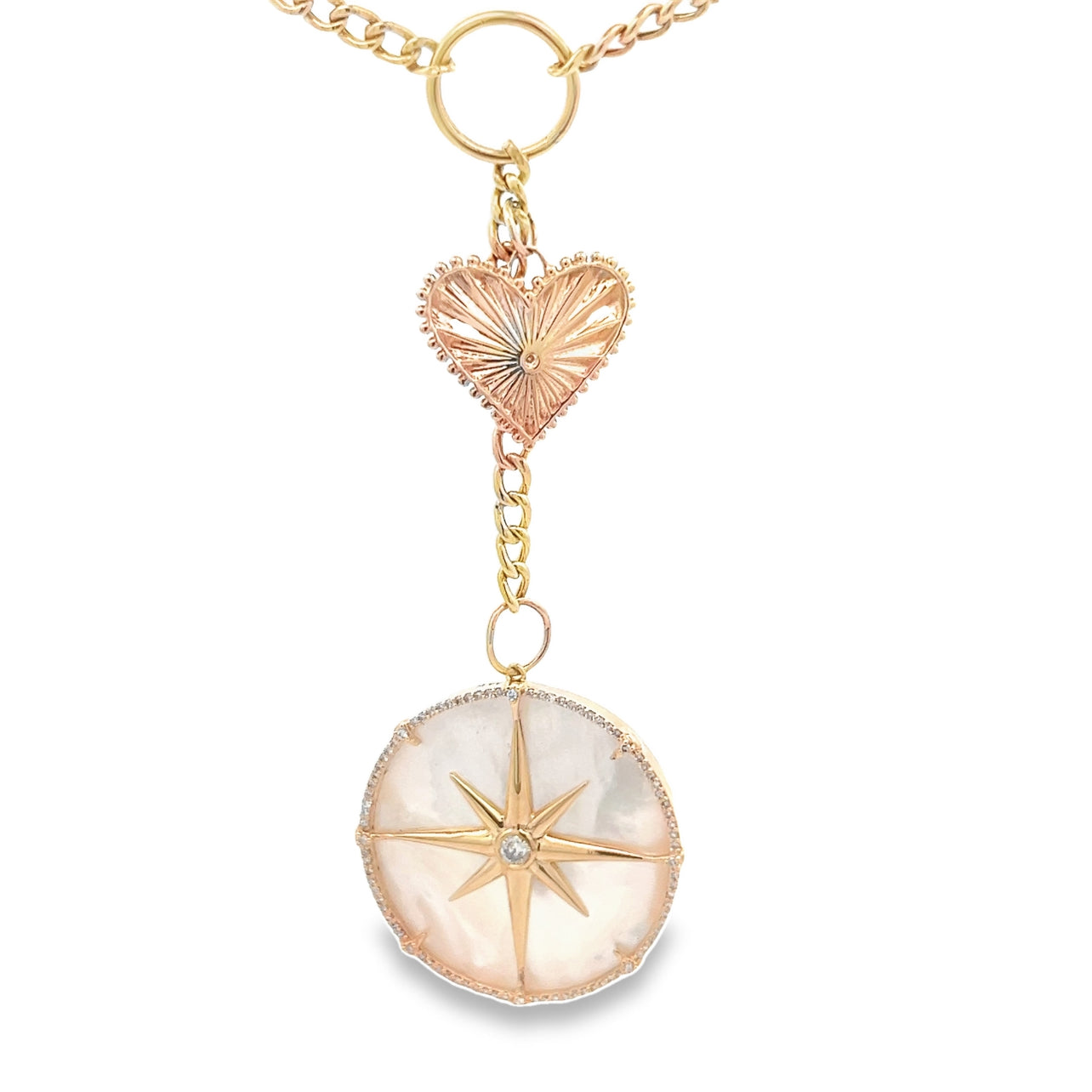 Compass and Heart Charm Pendant