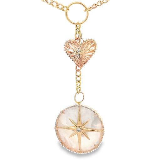 Compass and Heart Charm Pendant